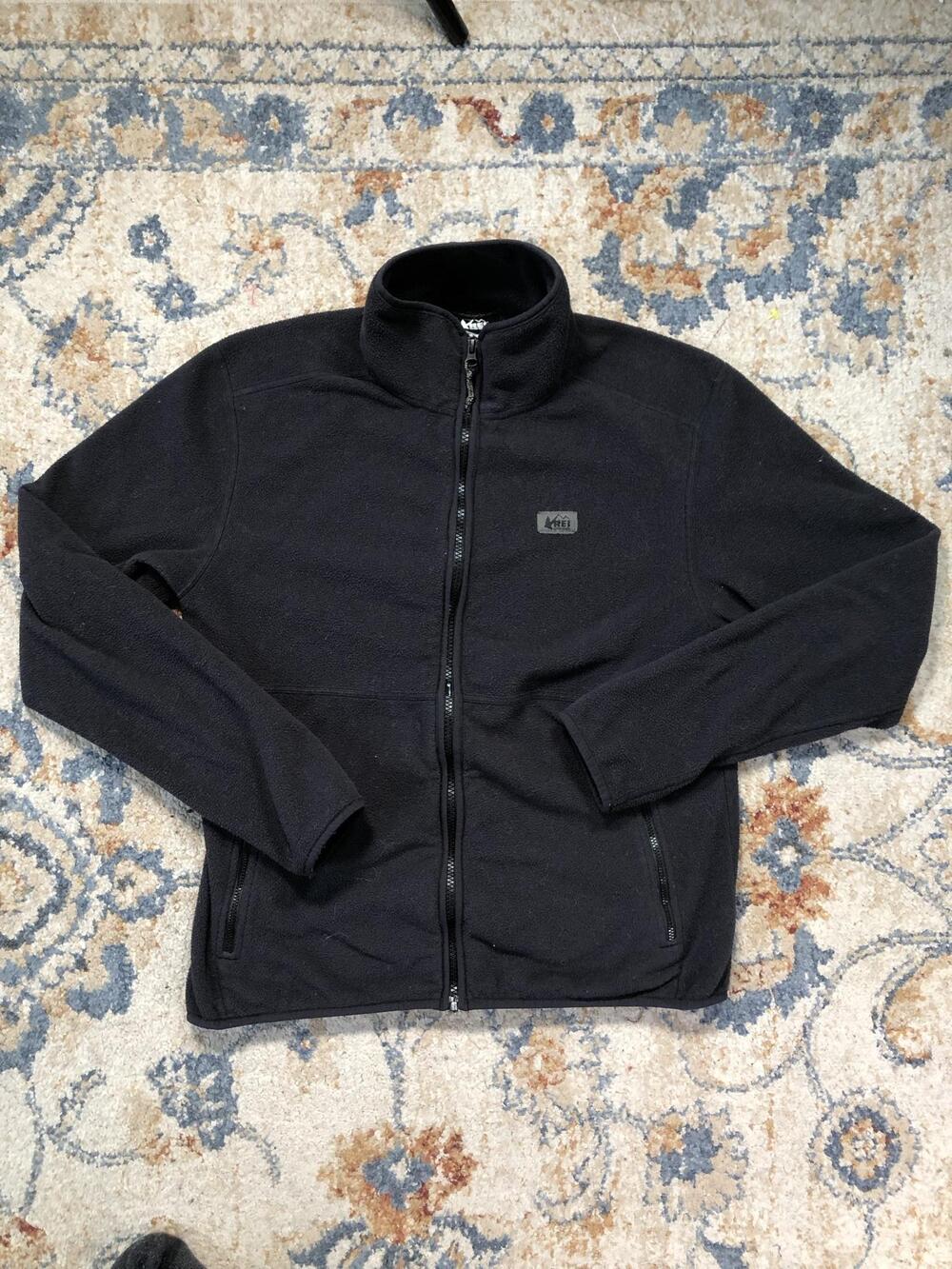 REI Co-op Jacket Womens Medium Black Fleece Full Zip Stand Collar Outdoor Hiking